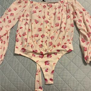AFRM Pink Floral Bodysuit